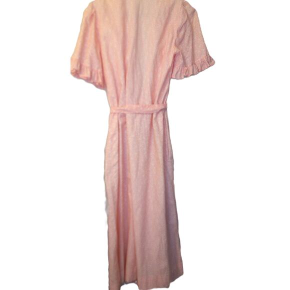 Vintage Country Cottage Pink White Ditsy Floral Ruffle Tie Robe READ - Picture 7 of 9